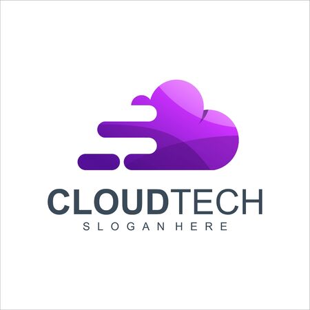 cloud tech logo design vector illustrationのイラスト素材