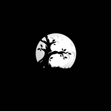 tree night logo design vector illustrationのイラスト素材