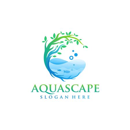 aquascape logo design vector illustrationのイラスト素材