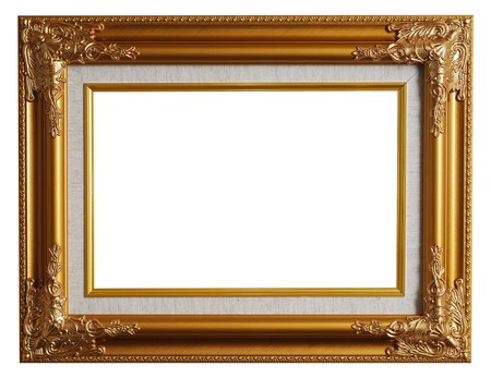 Classical gold frame isolated with clipping pathの写真素材