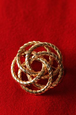 Gold plated brooch with spiral and floral patternの写真素材