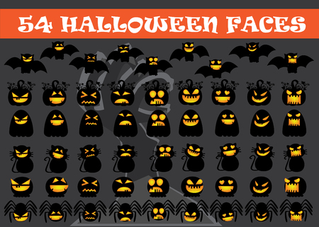 Halloween Faces setのイラスト素材
