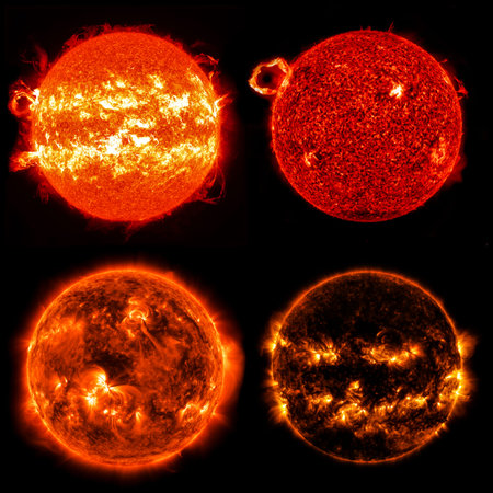Set of sun views in outer space. Elements of this image furnished by NASA