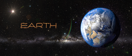 View of Earth in outer space in a star field. Elements of this image furnished by NASAの写真素材