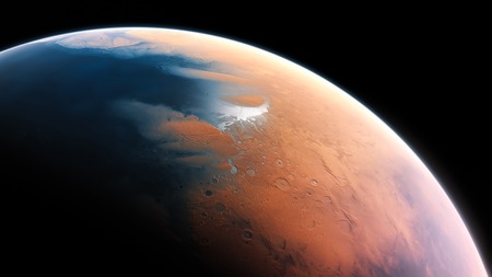 Fantasy water Mars Planet isolated galaxy spaceの写真素材