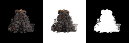 Fire explosions isolated set on white and black  backgroundの写真素材