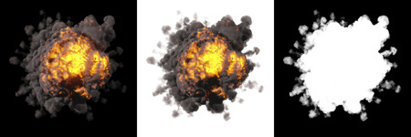 Fire explosions isolated set on white and black  backgroundの写真素材