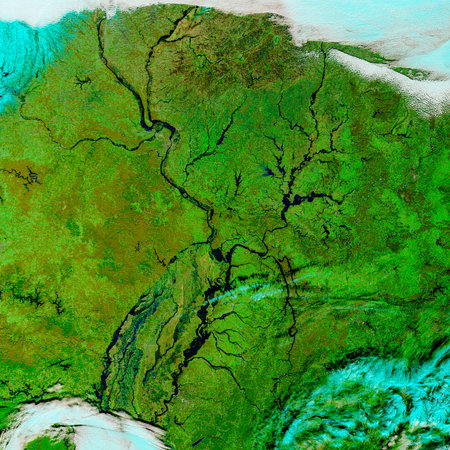 Earth top view from space.