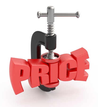 Price word in clamp. Price reduction concept.の写真素材