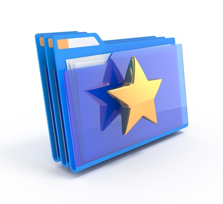 Blue folders with a star. Favourite.の写真素材