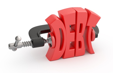 Debt word in clump. Debt reduction concept.の写真素材