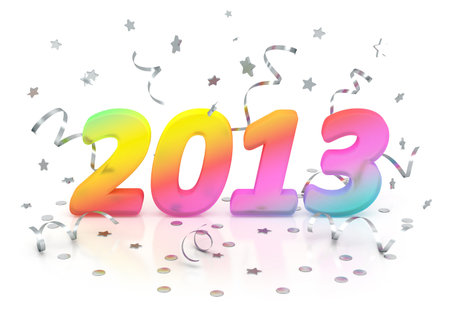 New Year 2013 numbers with decoration on white 