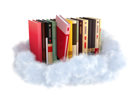 Books on a cloud stockphoto cloud technology concept.の写真素材