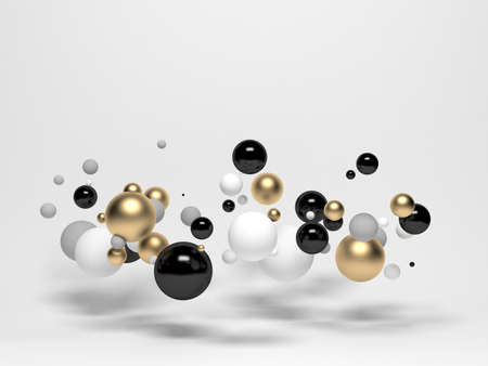 Balls or balloons, bubbles, over white. 3d rendering image. Abstract colorful geometric background, minimalist design.の写真素材