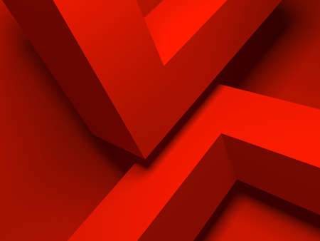 Abstract bright red 3D rendering background. Modern illustration of geometric background for design.の写真素材