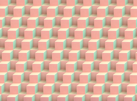 Square modular abstract texture in pastel colors. 3d rendering background.