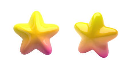 Star simple glossy gradient-colored icons isolated on white background. 3d rendering illustration.の写真素材