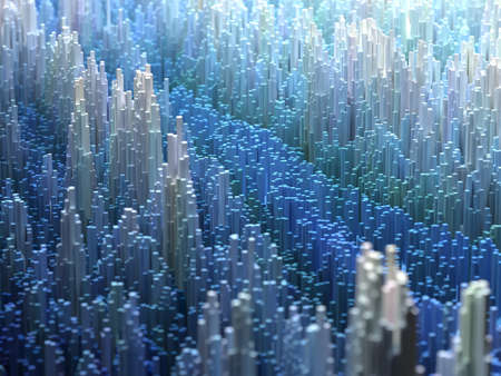 Abstract blue background. Modern hi-tech, science, futuristic or technology concept. Digital Landscape. 3d render.の写真素材
