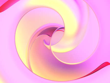 3d render of abstract art background with swirl elements in pink and yellow gradient color.の写真素材