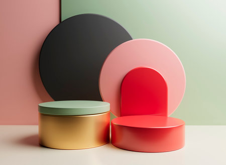 Stylish modern 3D rendered scene with podium featuring minimalisの写真素材