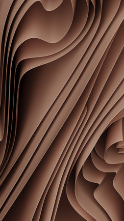 Smooth mocha waves. 3D Abstract Modern Background wavy pattern. Rendered Illustration.の写真素材