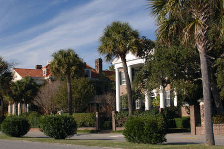 Historic Buildings, The Battery, Charleston SCの写真素材