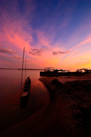 mekong river in laosの写真素材