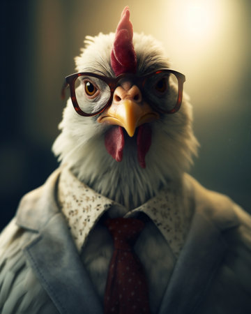 Portrait of a bald eagle wearing glasses and a business suit.の素材