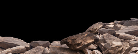 rock isolated on black background.