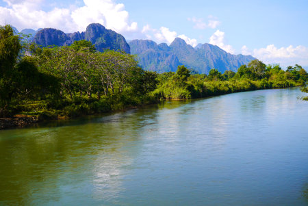 Nam Song river in Vang Vieng, Laos