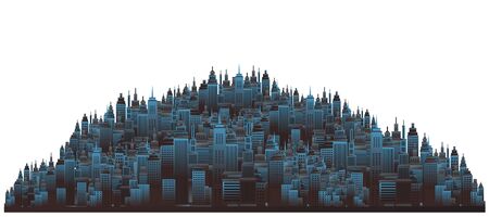 Modern night city landscape. Vector illustration.のイラスト素材