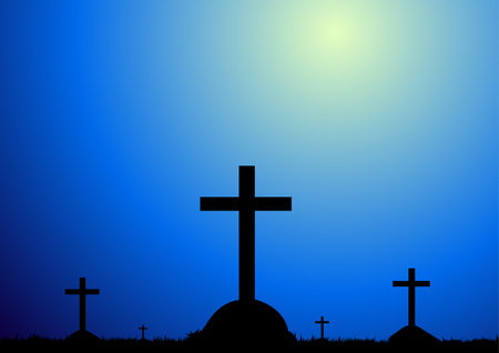 Graves in the Sunset.Vector illustrationのイラスト素材
