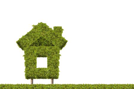 home symbol, made by green bushes shapedの写真素材