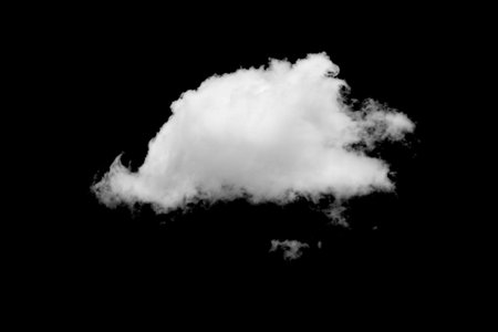 White clouds isolated on black background.
