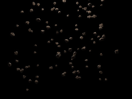 Falling rocks isolated on black background.3d rendering illustration.