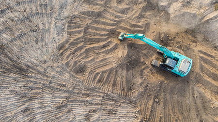 Excavator working on construction site.