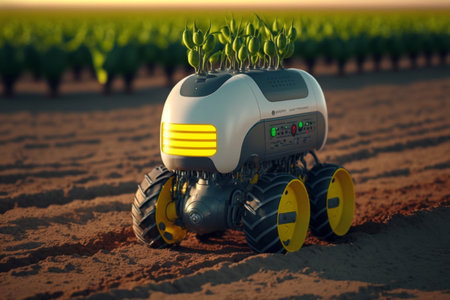 Agriculture smart robotics is now auto-working on a farm concept.の素材