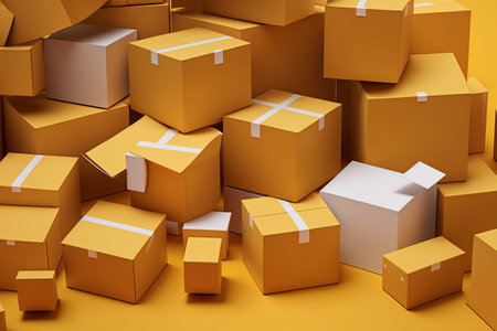 Cardboard boxes pile of brown.の素材
