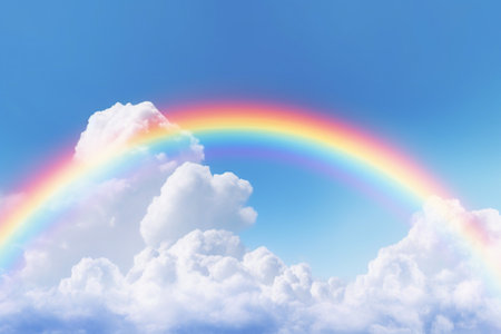 Beautiful sky with bright rainbowの素材