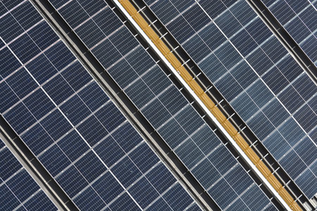 there are solar cells or solar panels in the solar power farm.