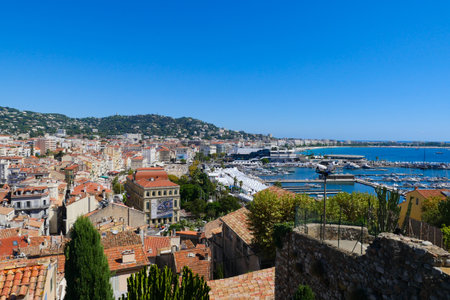 The elegant and vibrant atmosphere of Cannes, France.の写真素材