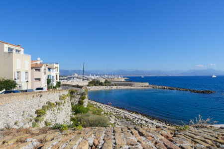The charming beauty and serene atmosphere of Antibes, France.の写真素材
