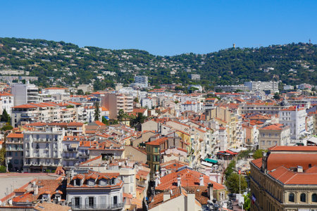 The elegant and vibrant atmosphere of Cannes, France.の写真素材