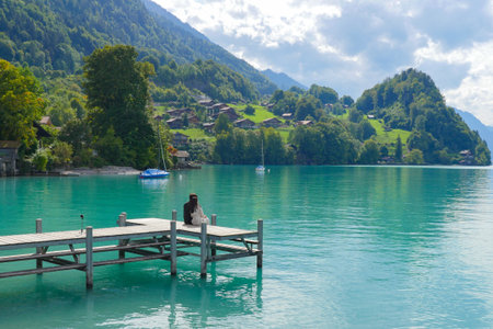 View of Iseltwald in Switzerland.の写真素材