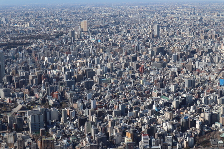 This image show Tokyo city view which consist of full of  structuresの写真素材