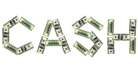 This 3D image word of cash from dollarの写真素材