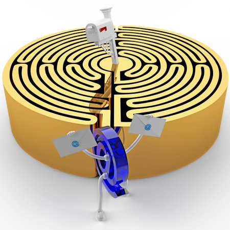 This 3D image E-mail to the mailbox through the mazeの写真素材