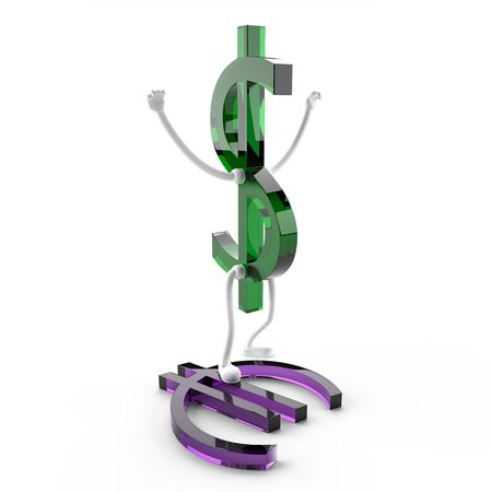 This 3D image character of the U.S. dollar, which won the euro.の写真素材