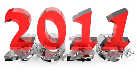 3d 2011 new year 2010 from breaking glassの写真素材