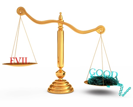 more good than evil in the gold scalesの写真素材